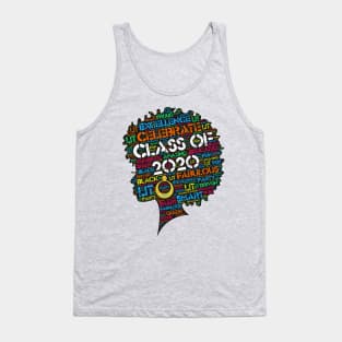 Class of 2020 Black Woman Afro Words Tank Top